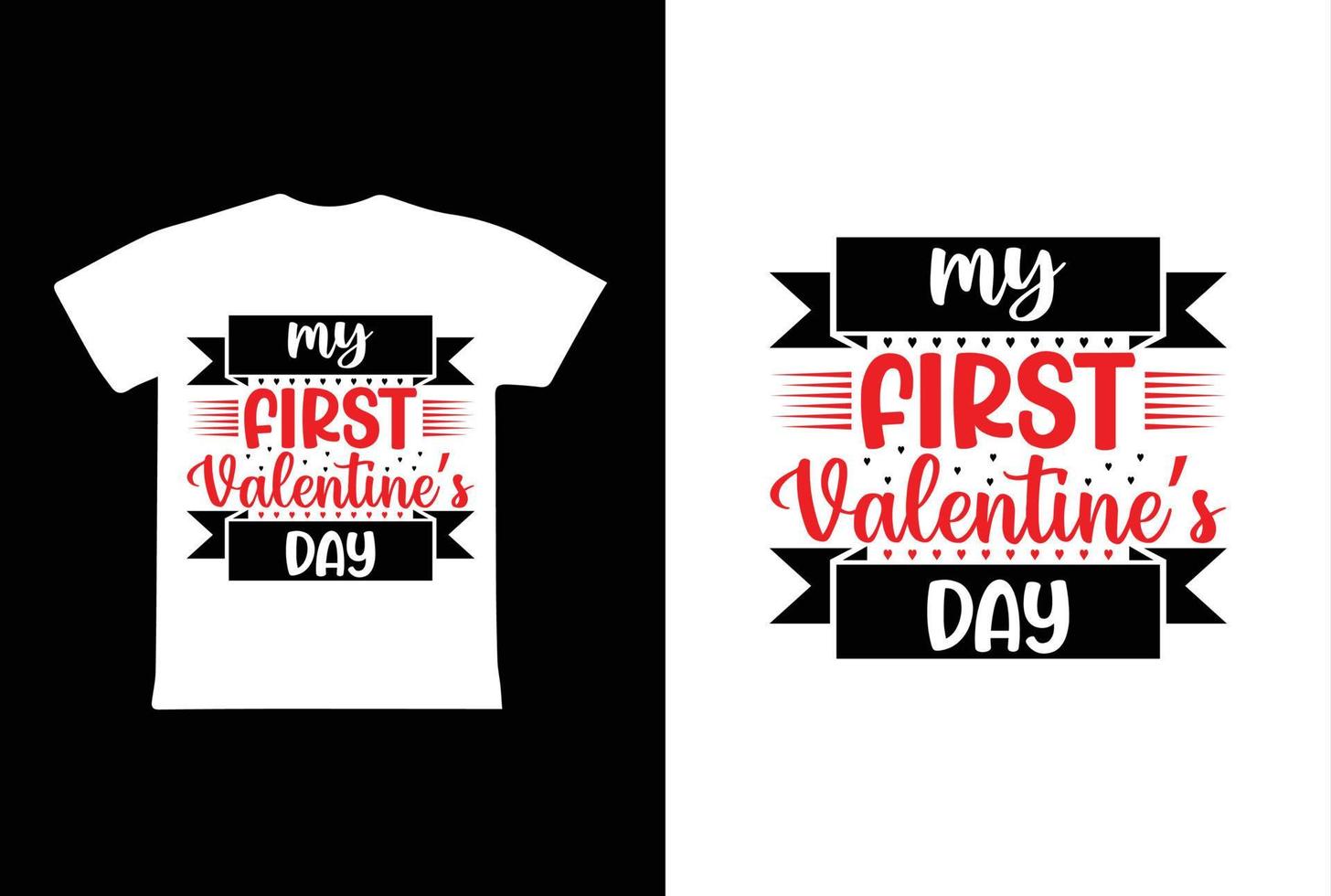 mijn eerste Valentijnsdag dag t-shirt ontwerp, Valentijn dag t-shirt ontwerp sjabloon vector