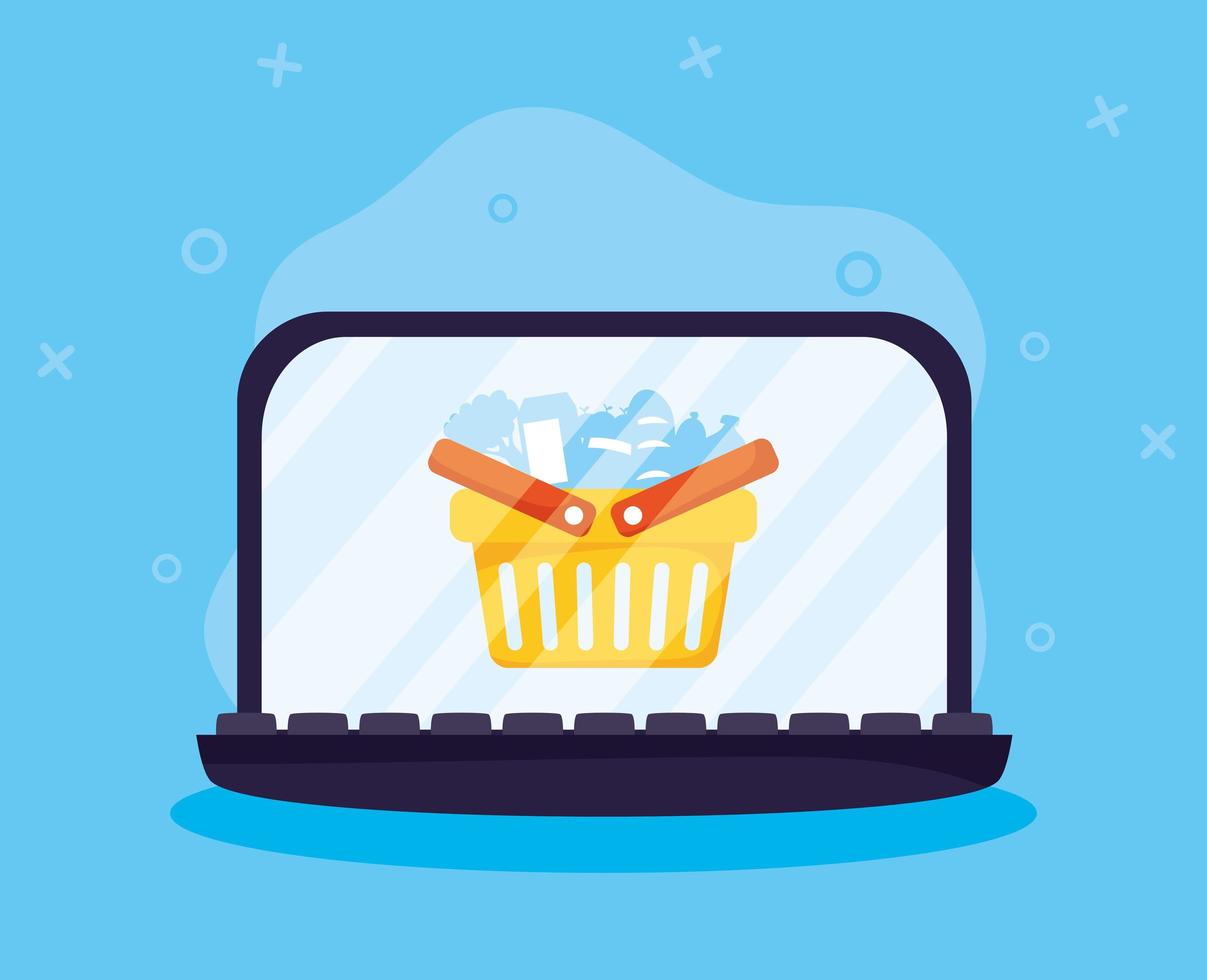 online winkelen en e-commerce via laptop vector