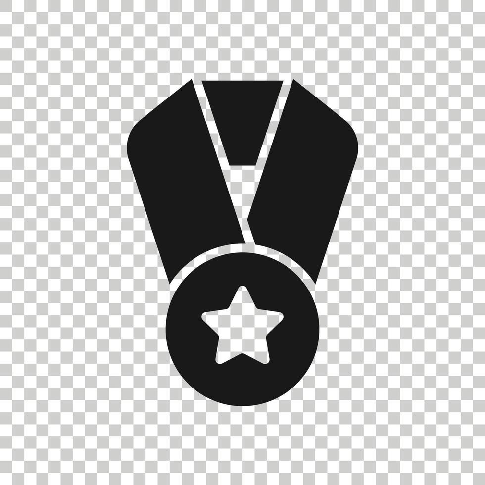 medaille icoon in vlak stijl. prijs teken vector illustratie Aan wit geïsoleerd achtergrond. trofee prijs bedrijf concept.