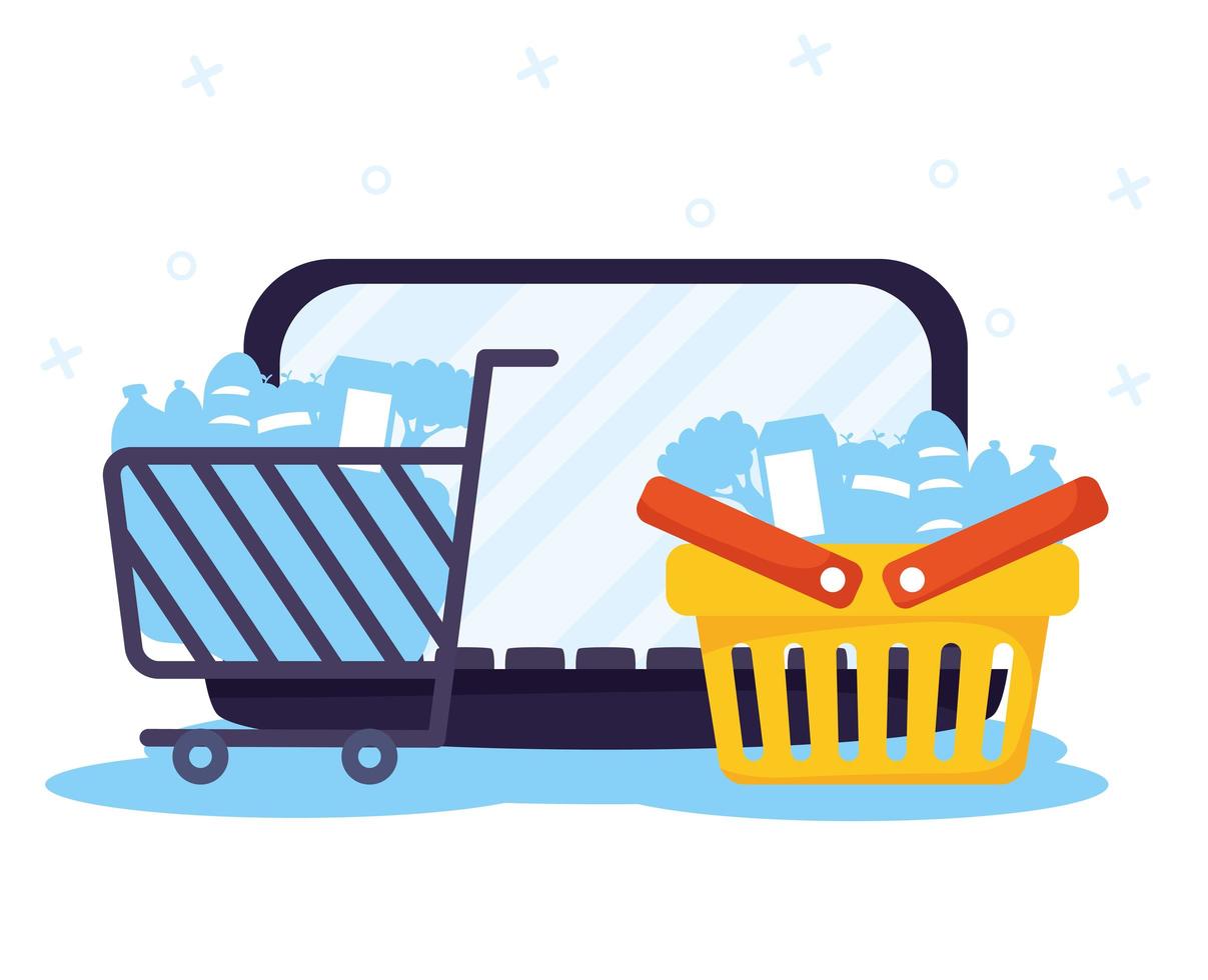 online winkelen en e-commerce via laptop vector