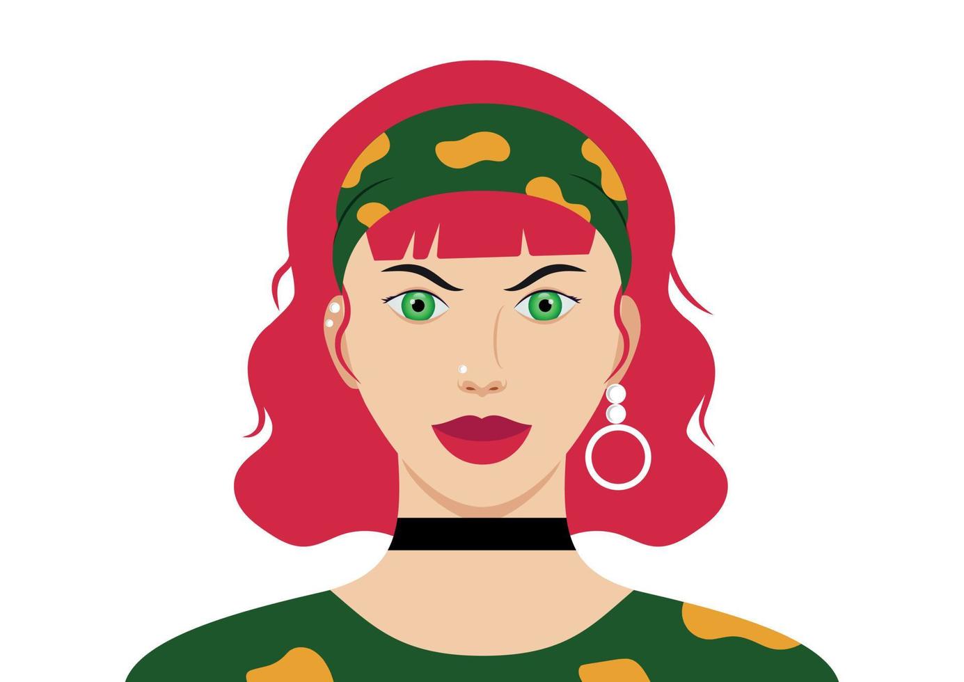 portret van schattig punk- stijl vrouw met roze haar- vector