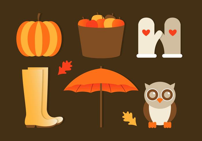 Gratis Flat Design Vector Herfst Elementen en Pictogrammen