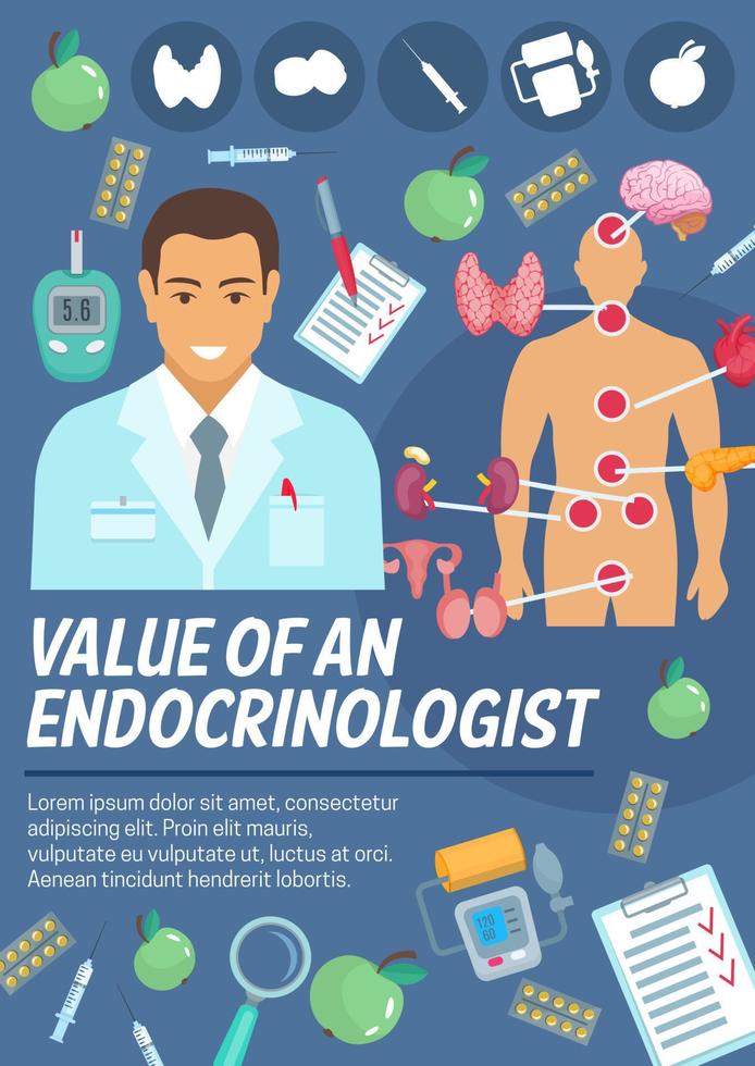 endocrinoloog poster voor Gezondheid medisch onderhoud vector