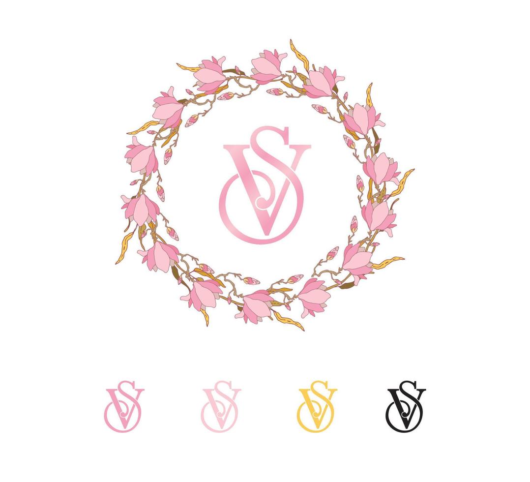Victoria geheim logo. vs eerste logo ontwerp alfabetisch brieven vector
