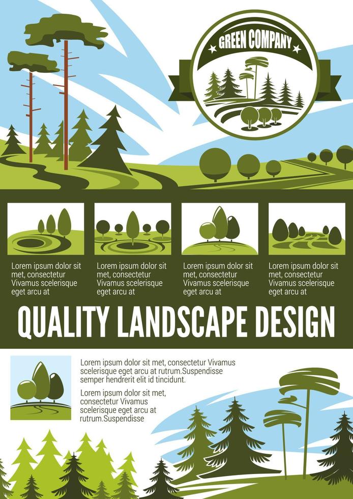 tuin en park landschap architectuur poster vector