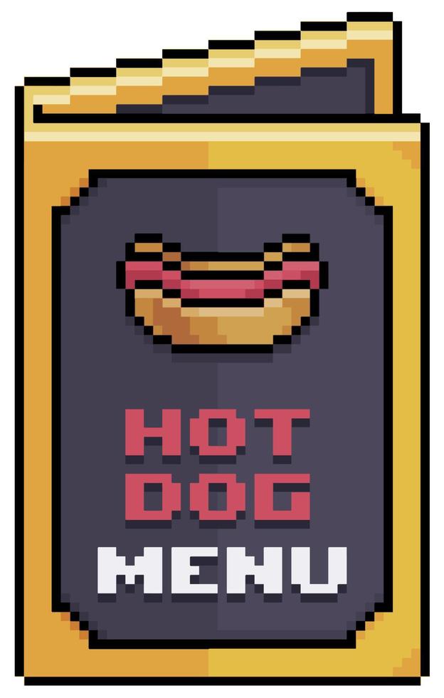 pixel kunst heet hond menu, papier menu vector icoon voor 8 bit spel Aan wit achtergrond