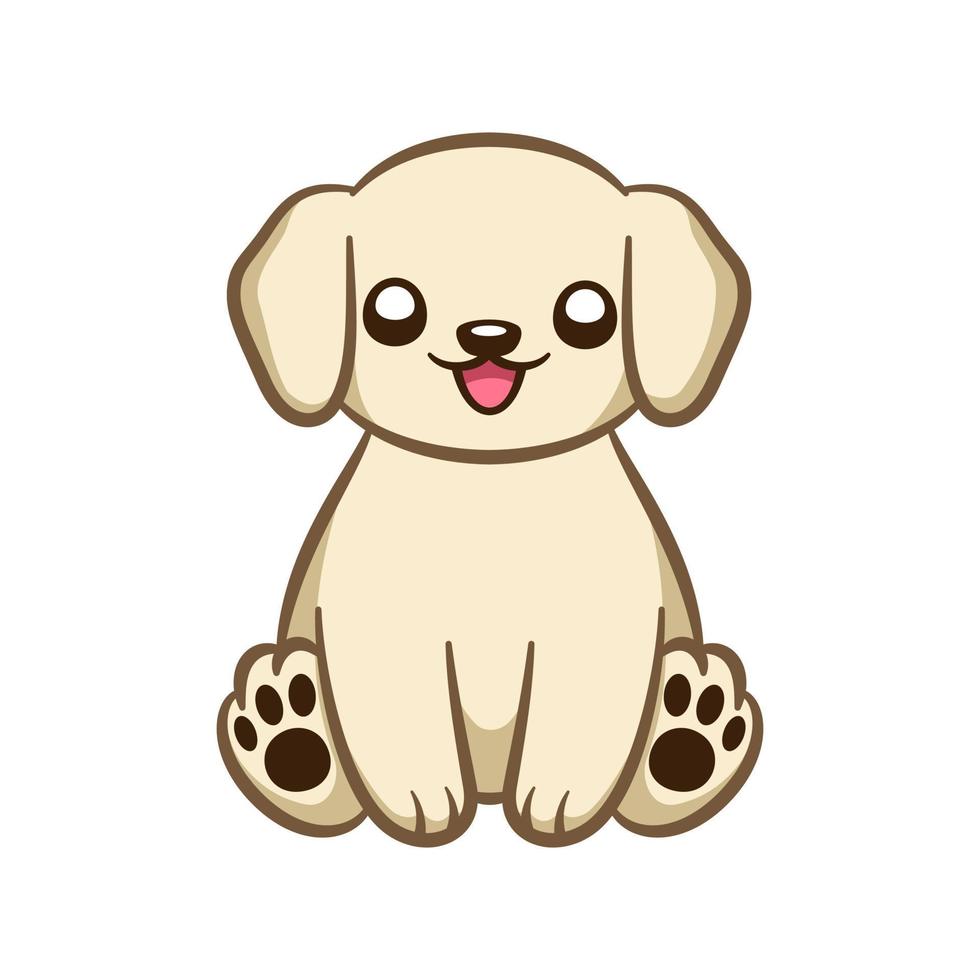 schattig gelukkig puppy zittend naar beneden tekenfilm illustratie clip art vector