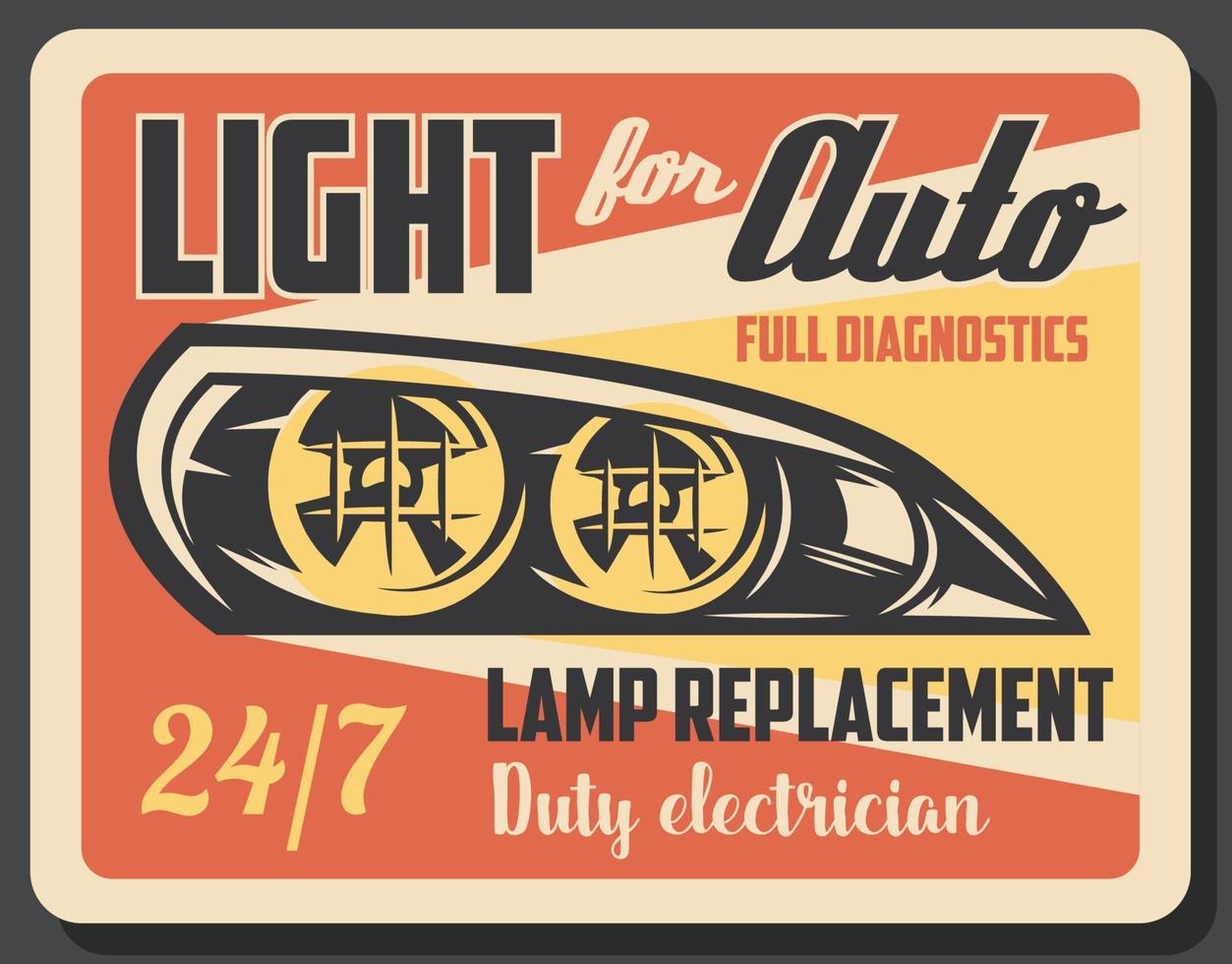 auto lamp vervanging en auto licht reparatie onderhoud vector