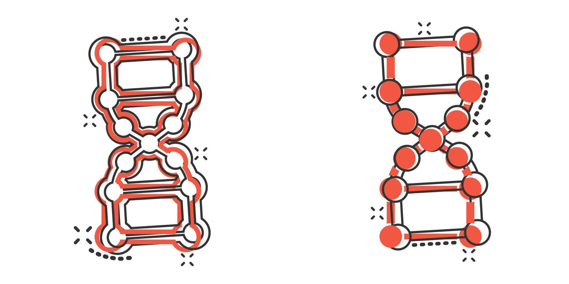 dna molecuul icoon in grappig stijl. atoom tekenfilm vector illustratie Aan wit geïsoleerd achtergrond. moleculair spiraal plons effect teken bedrijf concept.