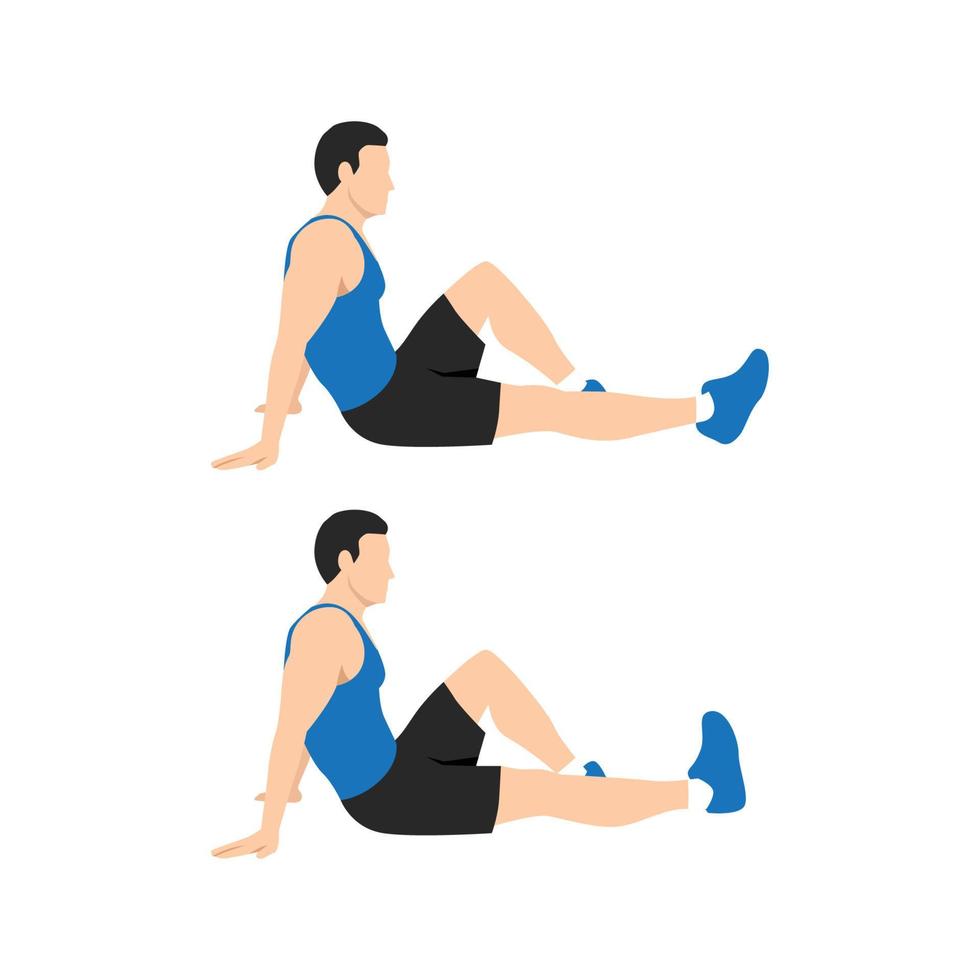 Mens aan het doen enkel pompen opdrachten in 2 stappen. mooi zo opdrachten houding naar verlichten been zwelling oefening. vlak vector illustratie geïsoleerd Aan wit achtergrond