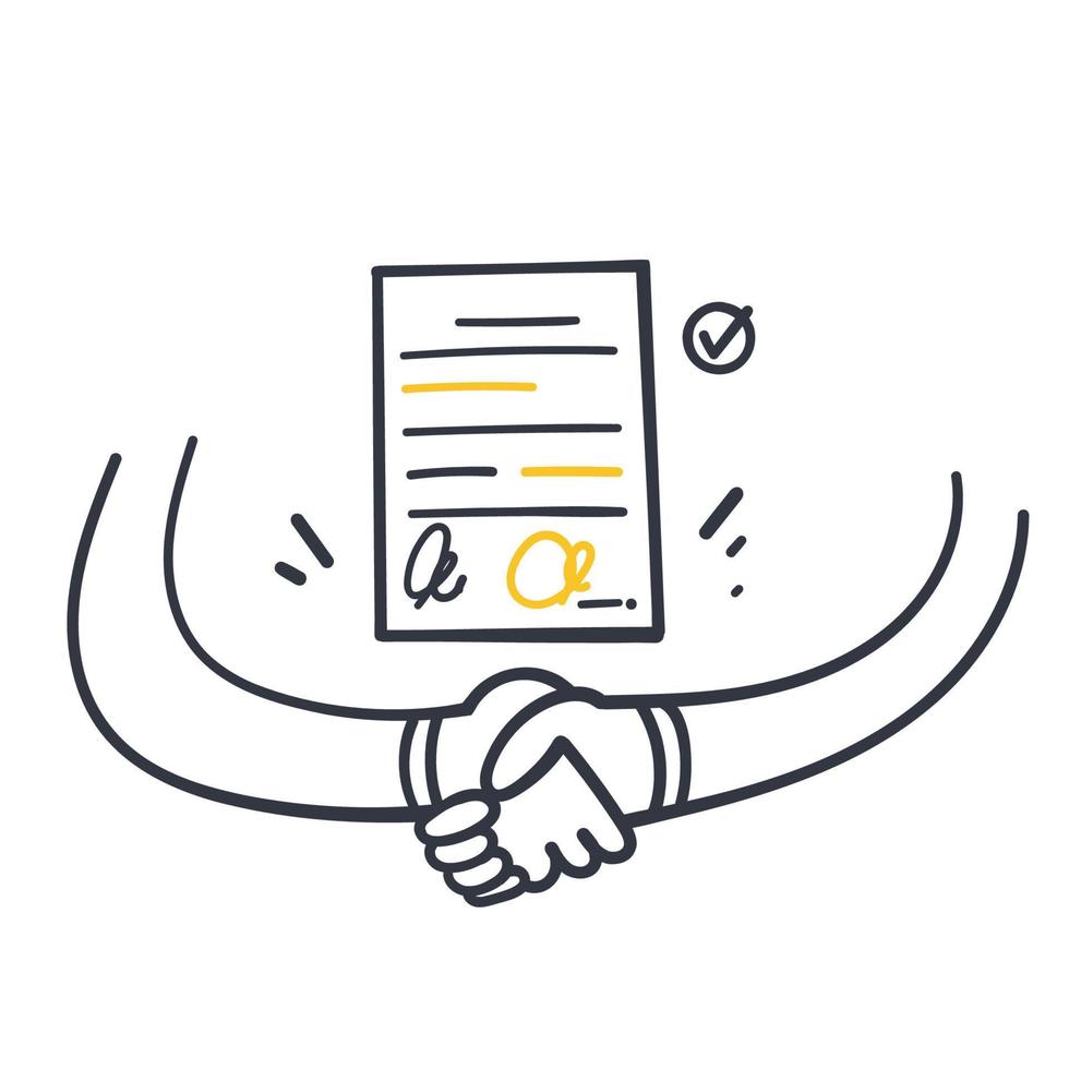 hand- getrokken tekening bedrijf contract transactie overeenkomst illustratie vector