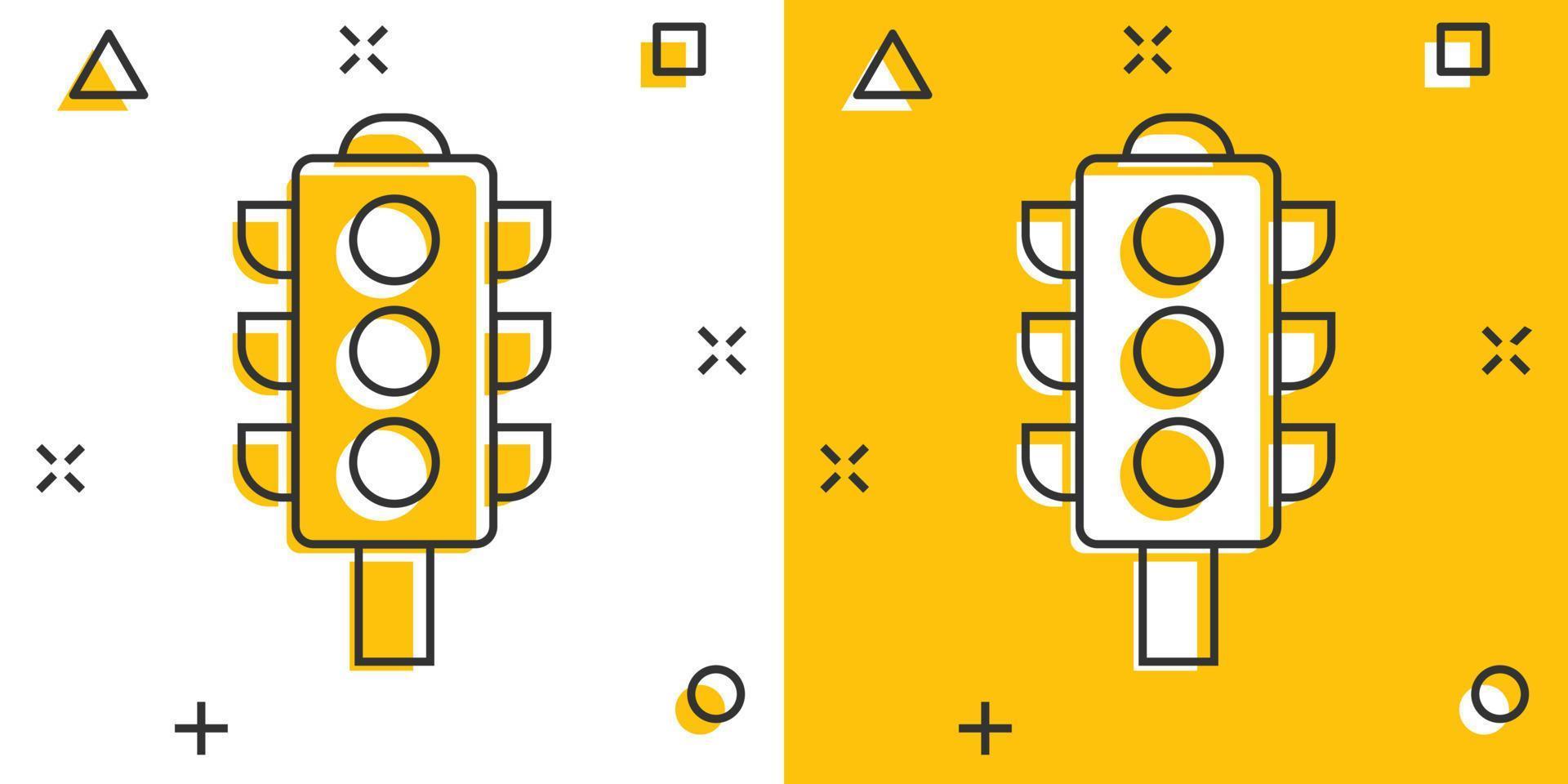 seinpaal icoon in grappig stijl. verkeer licht tekenfilm vector illustratie Aan wit geïsoleerd achtergrond. tweesprong plons effect bedrijf concept.