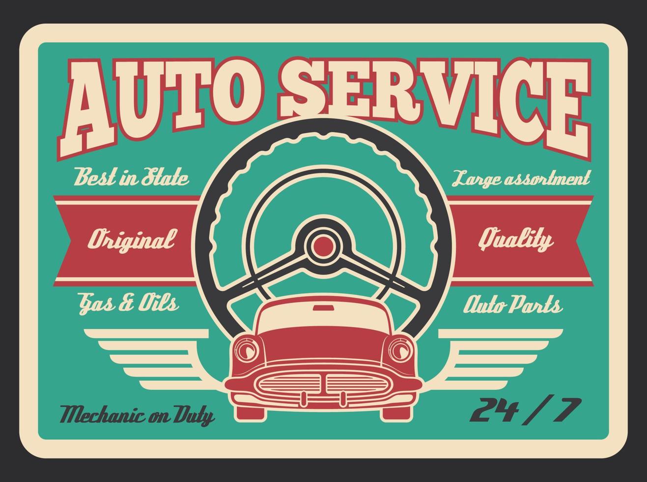 vector wijnoogst poster voor auto auto onderhoud