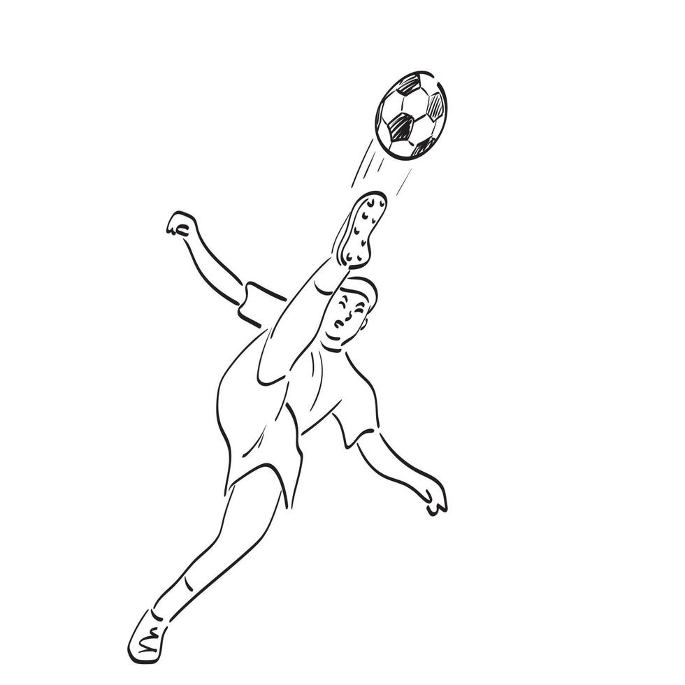 lijn kunst mannetje voetbal speler het schieten bal illustratie vector hand- getrokken geïsoleerd Aan wit achtergrond