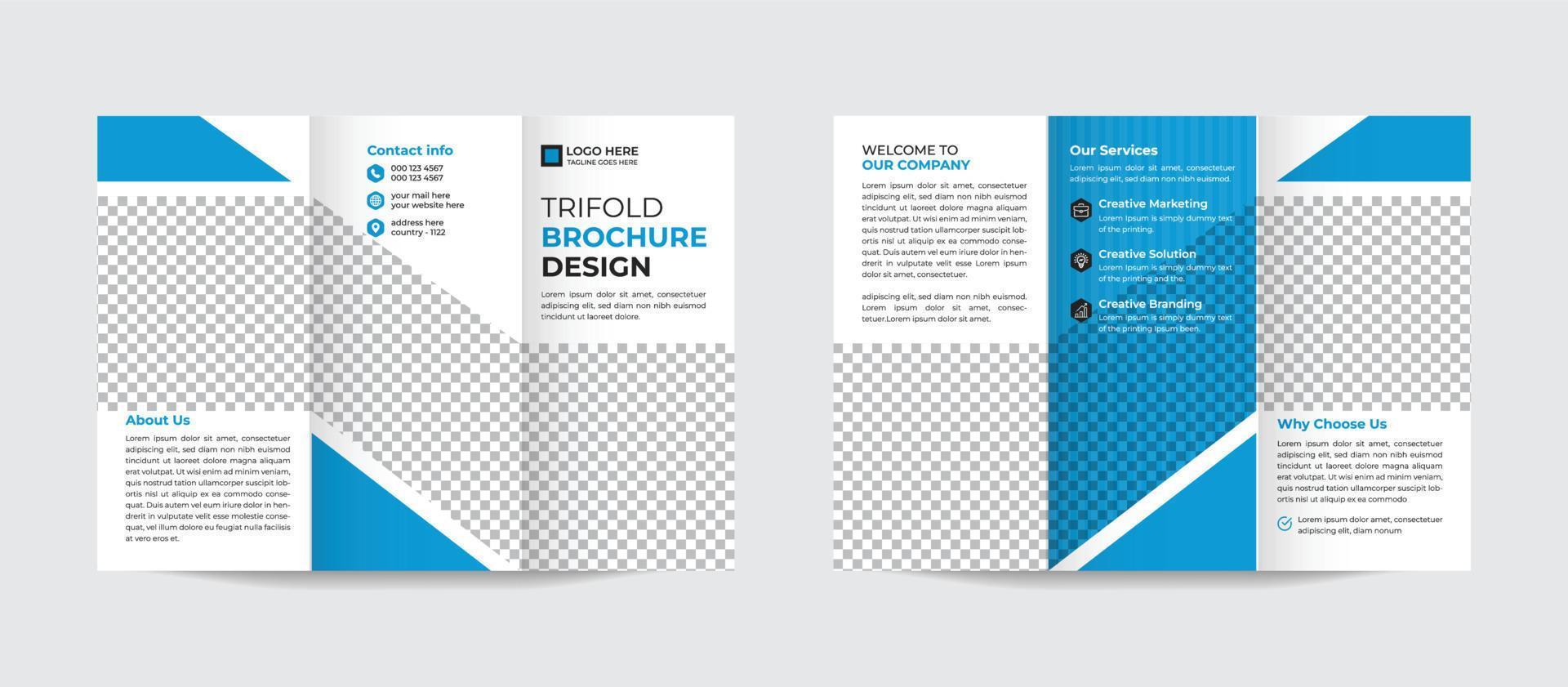 zakelijke drievoud brochure ontwerp sjabloon. ontwerp sjabloon meetkundig vorm gebruikt voor bedrijf drievoud brochure indeling. zakelijke brochure, bedrijf brochure, a4 pro vector