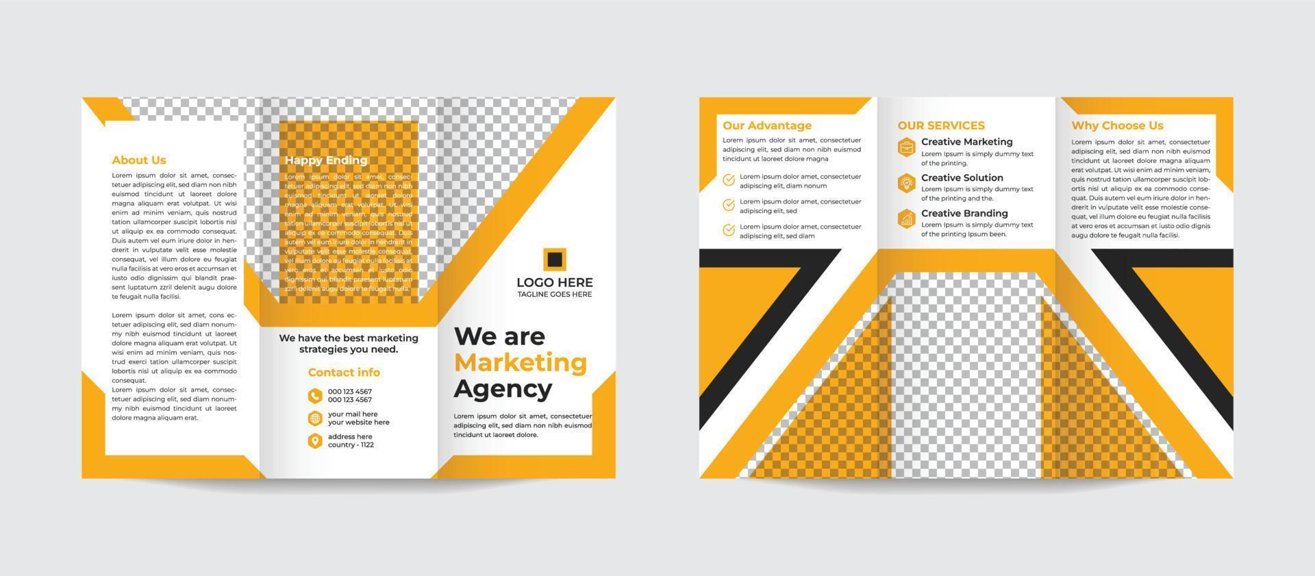drievoud brochure sjabloon minimalistisch meetkundig ontwerp voor zakelijke en bedrijf. creatief concept brochure vector sjabloon. pro vector
