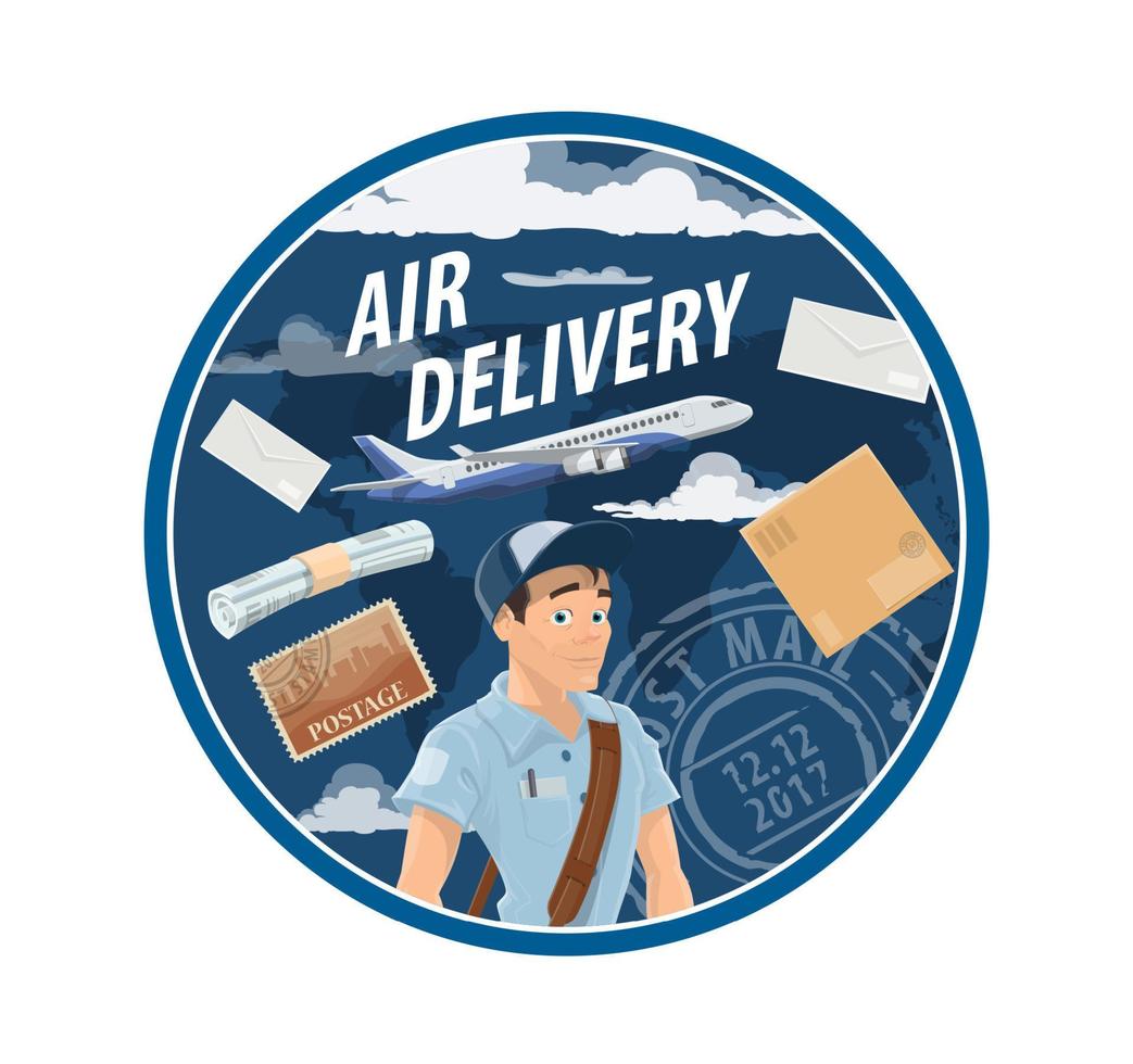 post lucht mail levering onderhoud, postbode vector