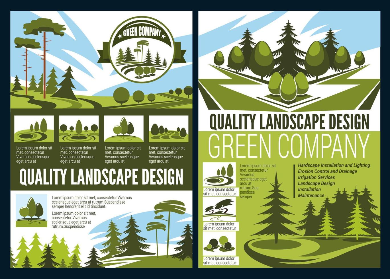 landschap, groen park en tuinieren ontwerp vector