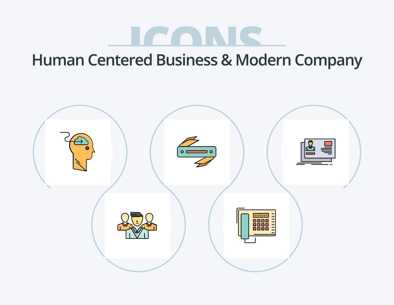 menselijk gecentreerd bedrijf en modern bedrijf lijn gevulde icoon pak 5 icoon ontwerp. deel. aktentas. mes. tas. presentatie vector