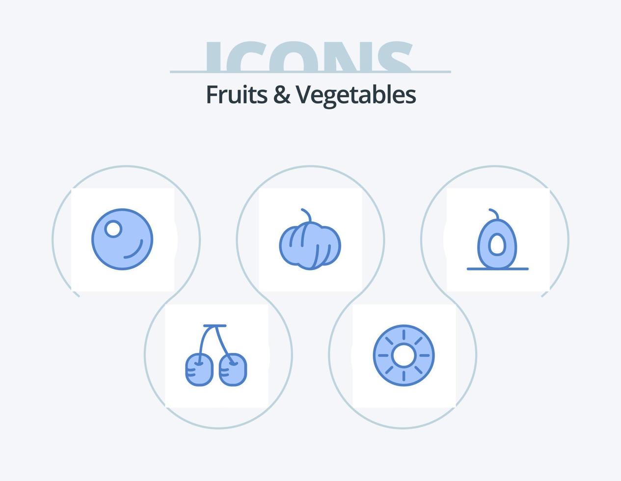 fruit en groenten blauw icoon pak 5 icoon ontwerp. . . erwten. vruchten. avocado vector
