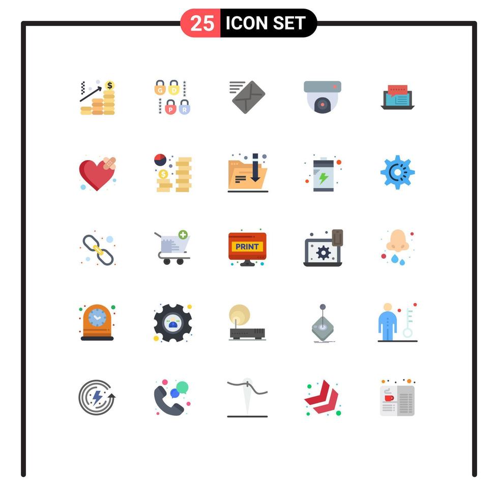voorraad vector icoon pak van 25 lijn tekens en symbolen voor internet babbelen mail overleg plegen cctv bewerkbare vector ontwerp elementen