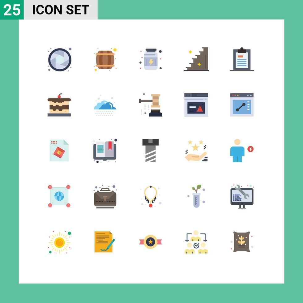 universeel icoon symbolen groep van 25 modern vlak kleuren van bladzijde document eiwitten klembord stadium bewerkbare vector ontwerp elementen
