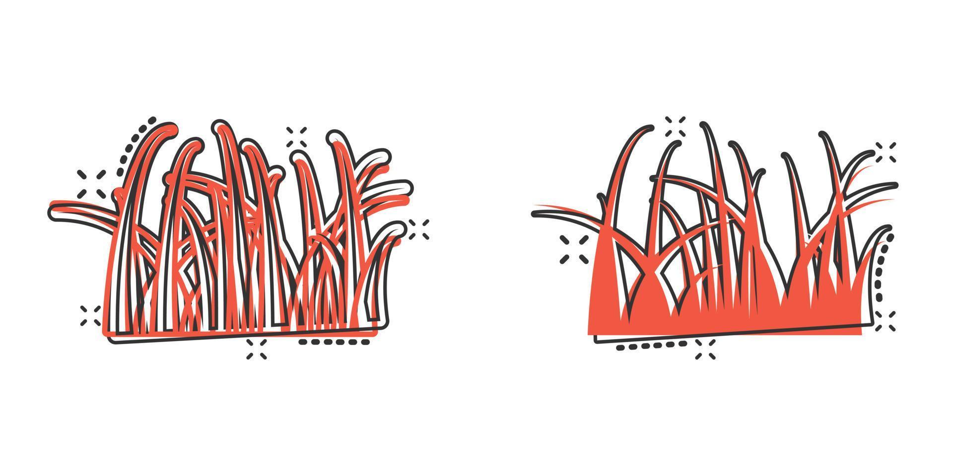 gras icoon in grappig stijl. eco gazon tekenfilm vector illustratie Aan wit geïsoleerd achtergrond. bloemen tuin plons effect bedrijf concept.