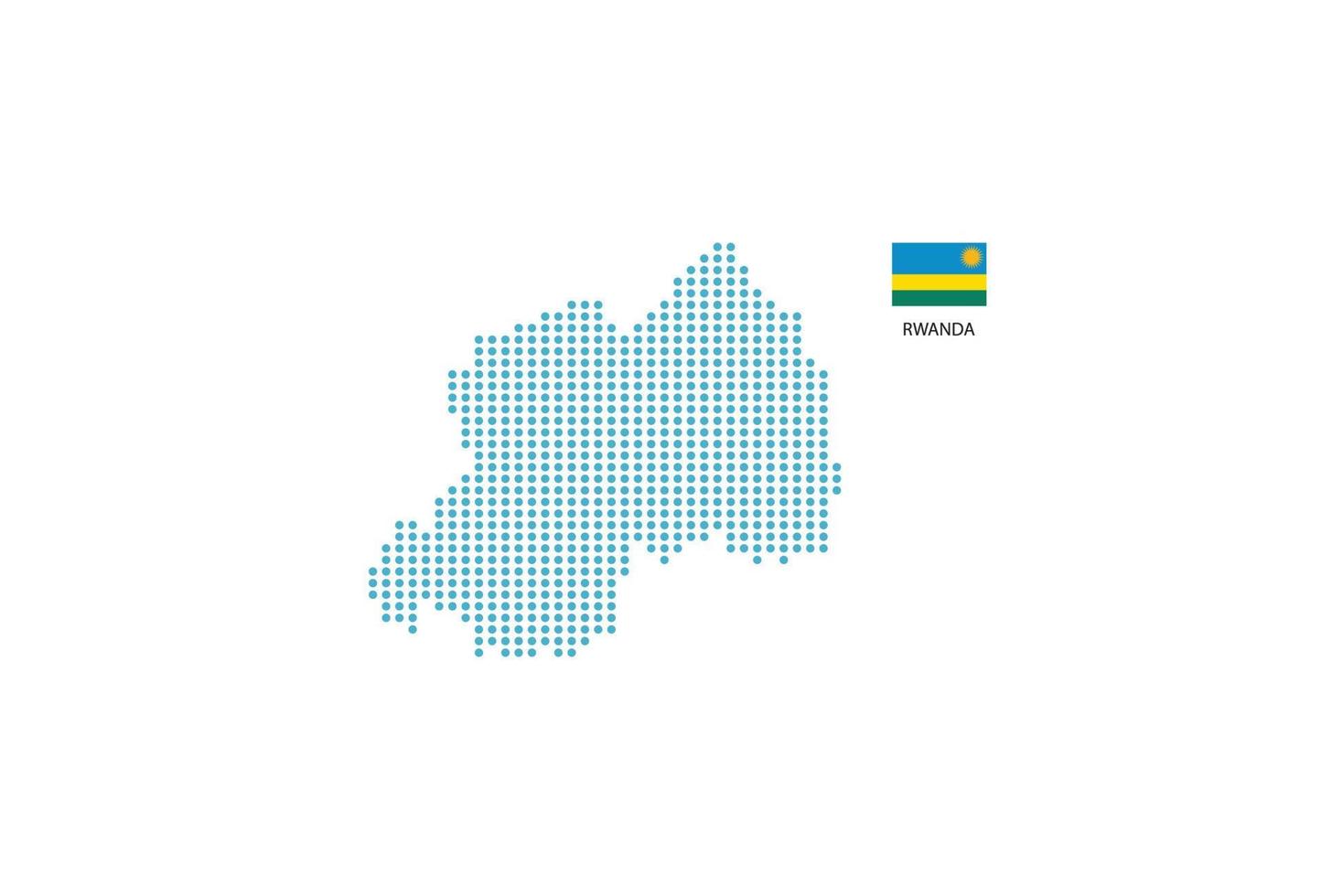 rwanda kaart ontwerp blauw cirkel, wit achtergrond met rwanda vlag. vector