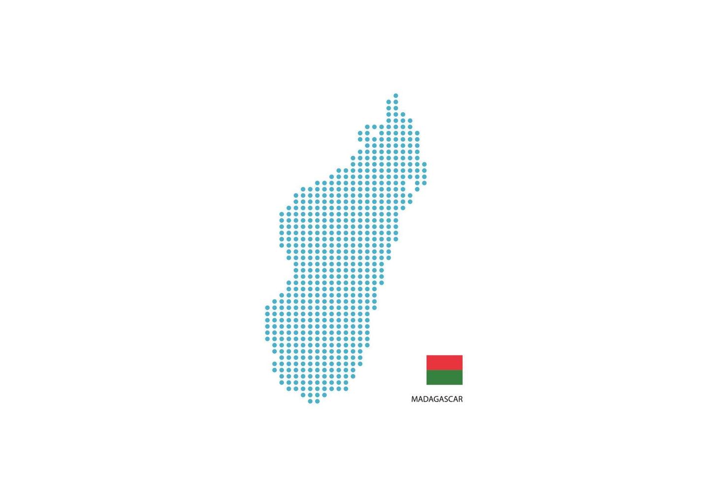 Madagascar kaart ontwerp blauw cirkel, wit achtergrond met Madagascar vlag. vector