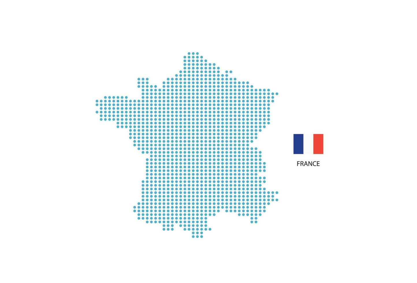 Frankrijk kaart ontwerp blauw cirkel, wit achtergrond met Frankrijk vlag. vector