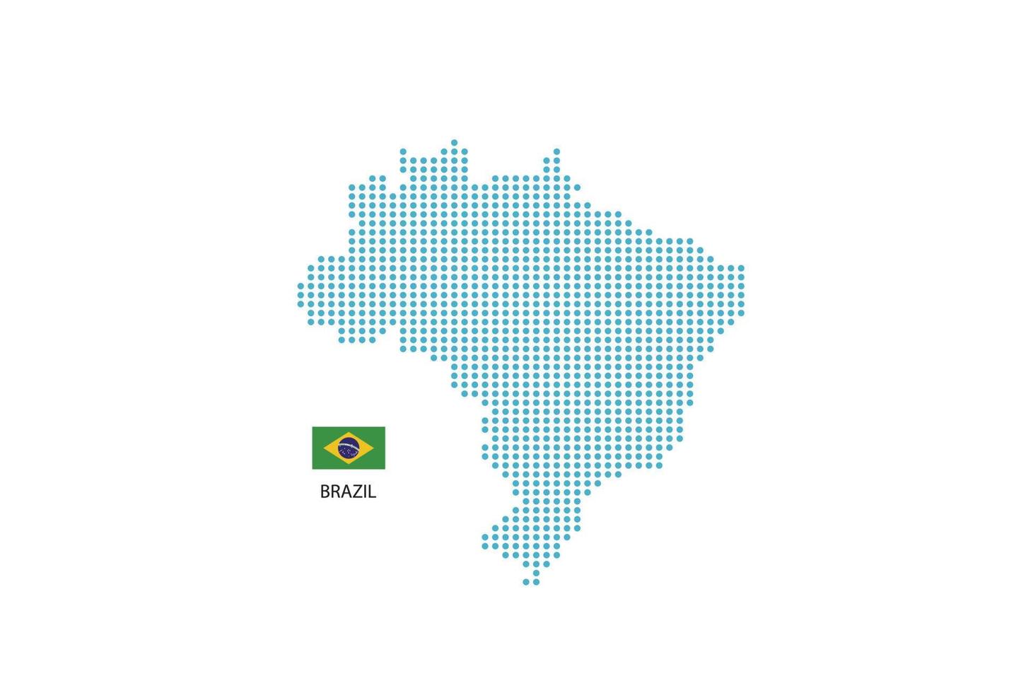 Brazilië kaart ontwerp blauw cirkel, wit achtergrond met Brazilië vlag. vector