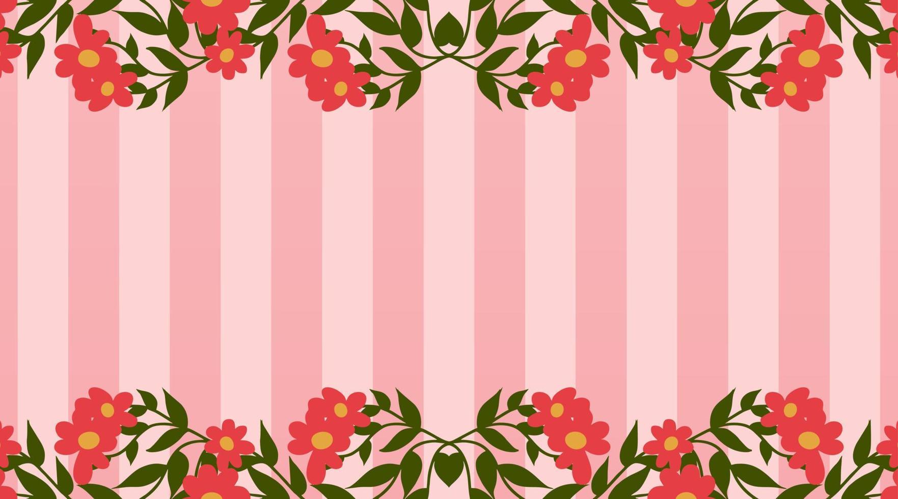 roze achtergrond, met overladen vector illustratie van bloemen