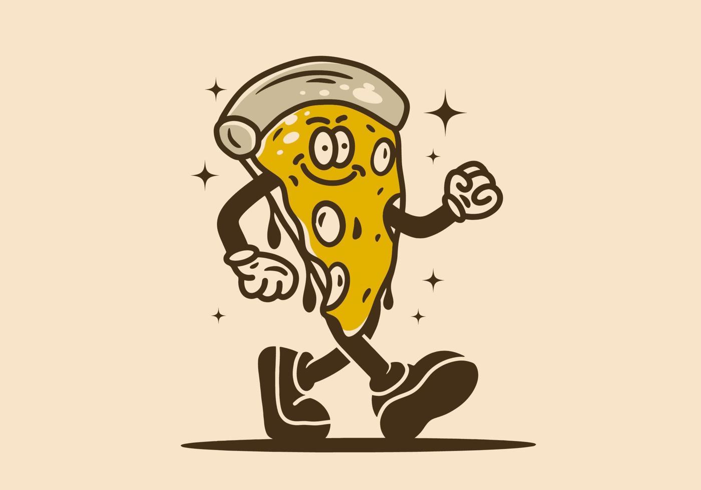 illustratie ontwerp van een pizza mascotte vector