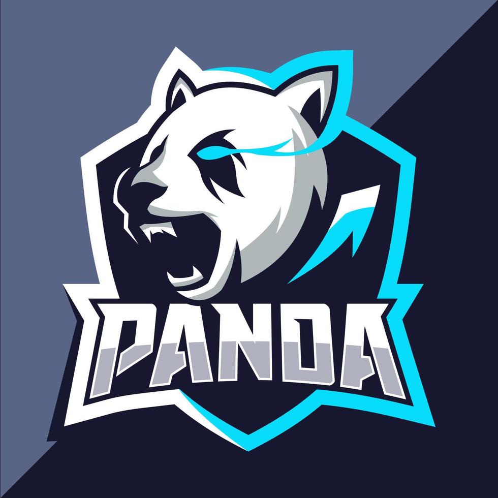 panda mascotte esport logo ontwerp vector