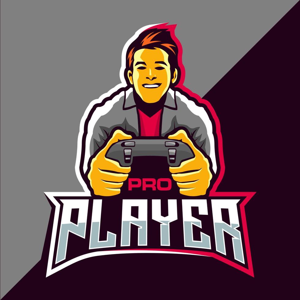 pro speler esports spel logo ontwerp vector