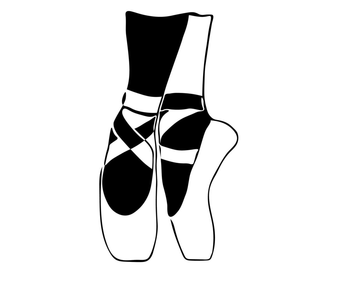 ballerina's voeten in pointe schoenen - zwart en wit logo vector