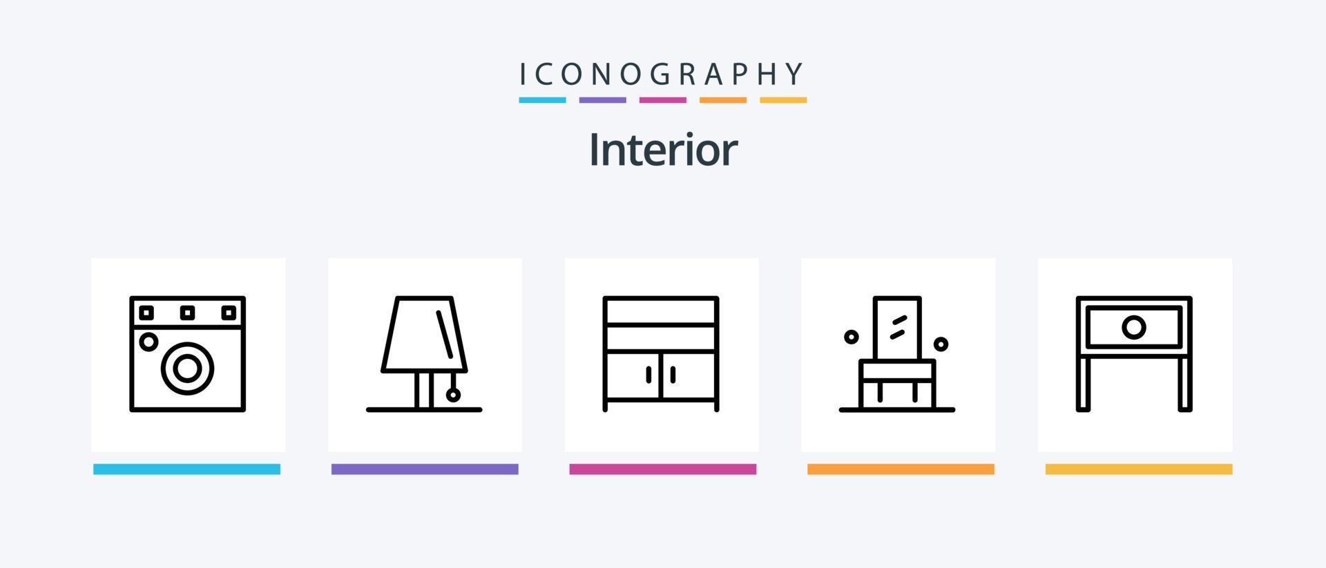 interieur lijn 5 icoon pak inclusief barricade. interieur. interieur. meubilair. buitenshuis. creatief pictogrammen ontwerp vector