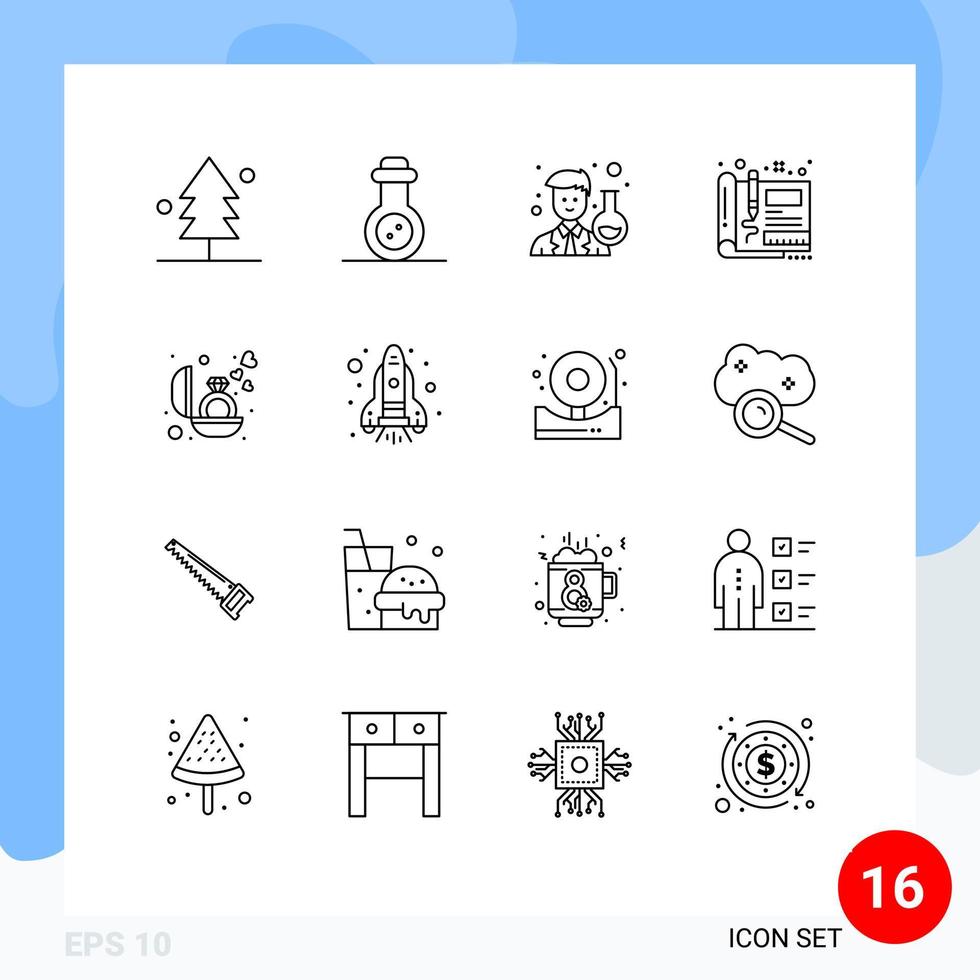 16 creatief pictogrammen modern tekens en symbolen van ring ontwerp avatar schetsen ontwerp bewerkbare vector ontwerp elementen