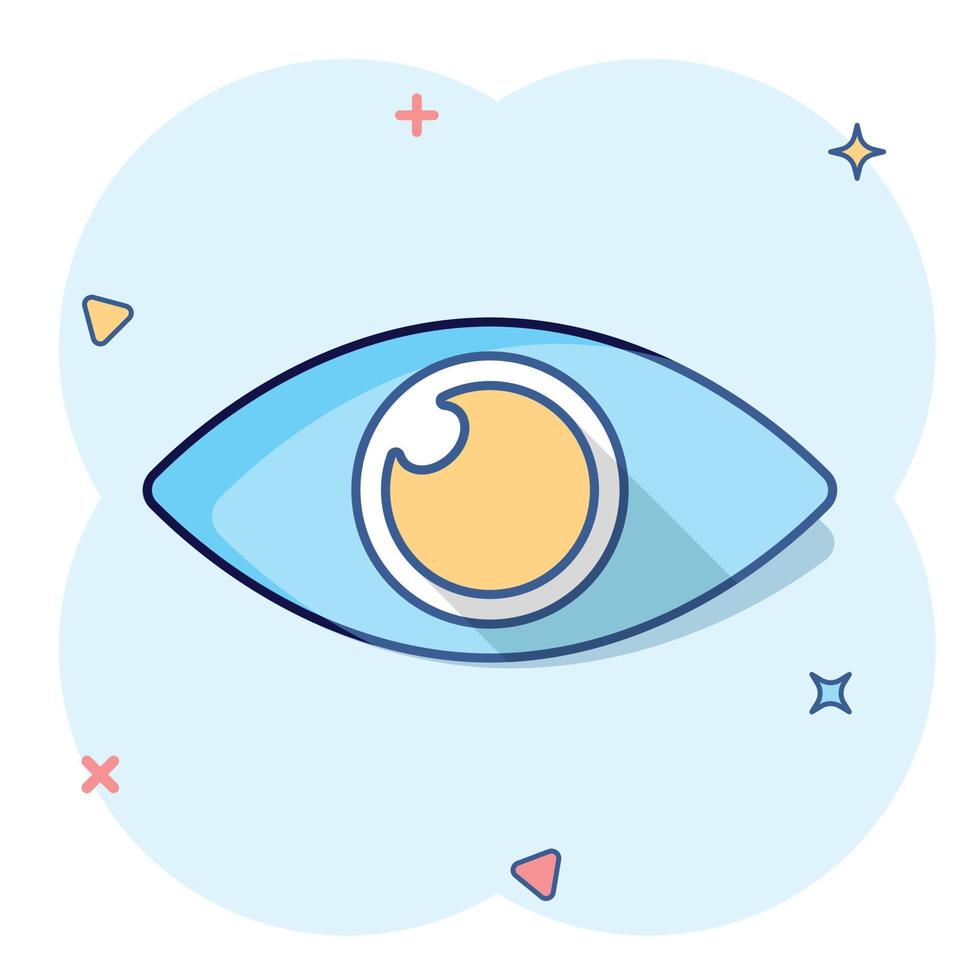 vector tekenfilm oog icoon in grappig stijl. oogbol kijken teken illustratie pictogram. oog bedrijf plons effect concept.