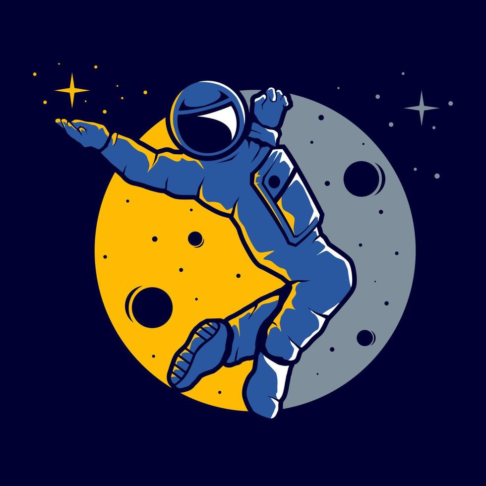 astronaut met een grappig zweven stijl vector