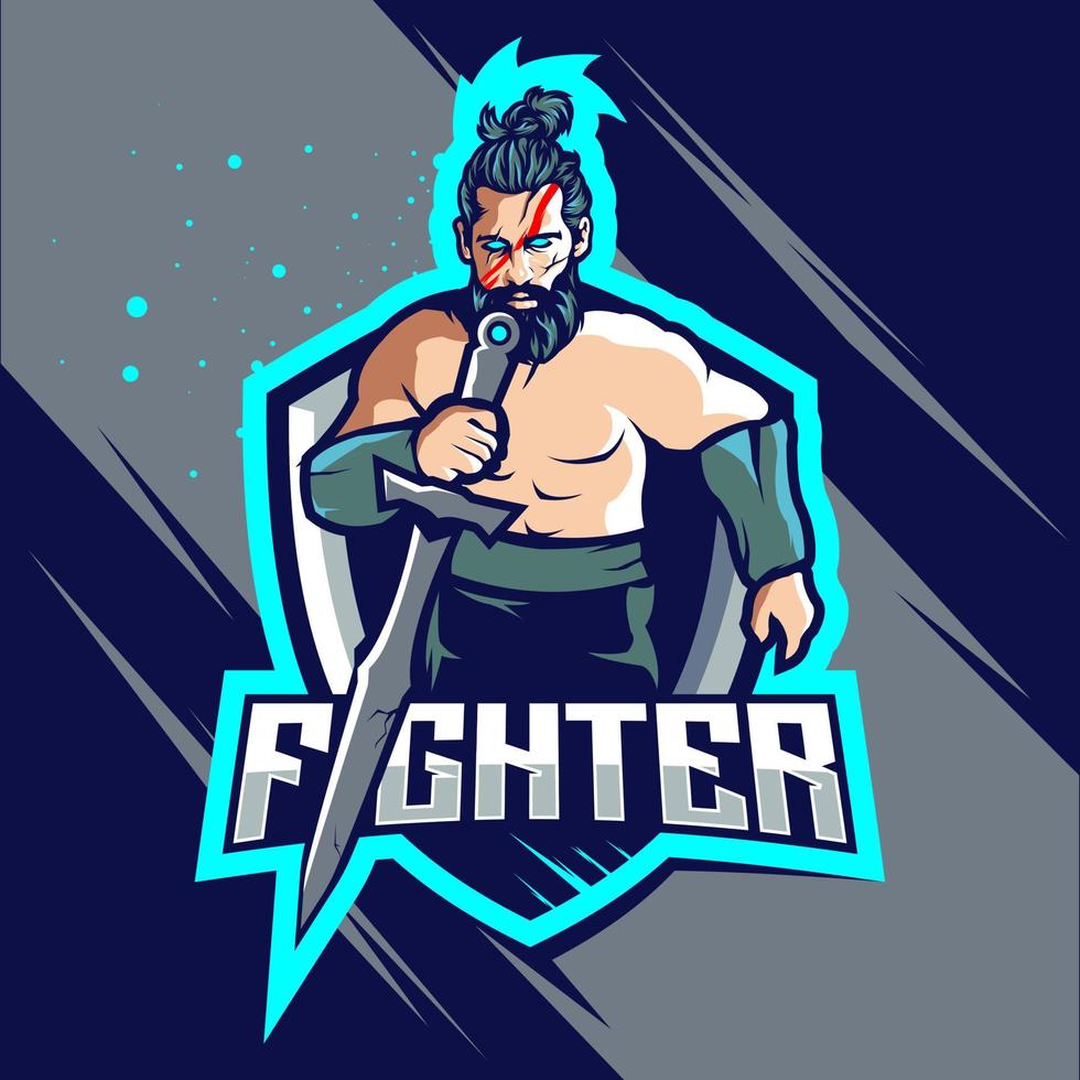 vechter esport logo ontwerp vector