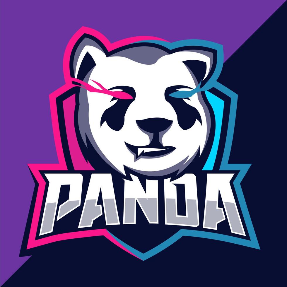 panda mascotte esport logo ontwerp vector