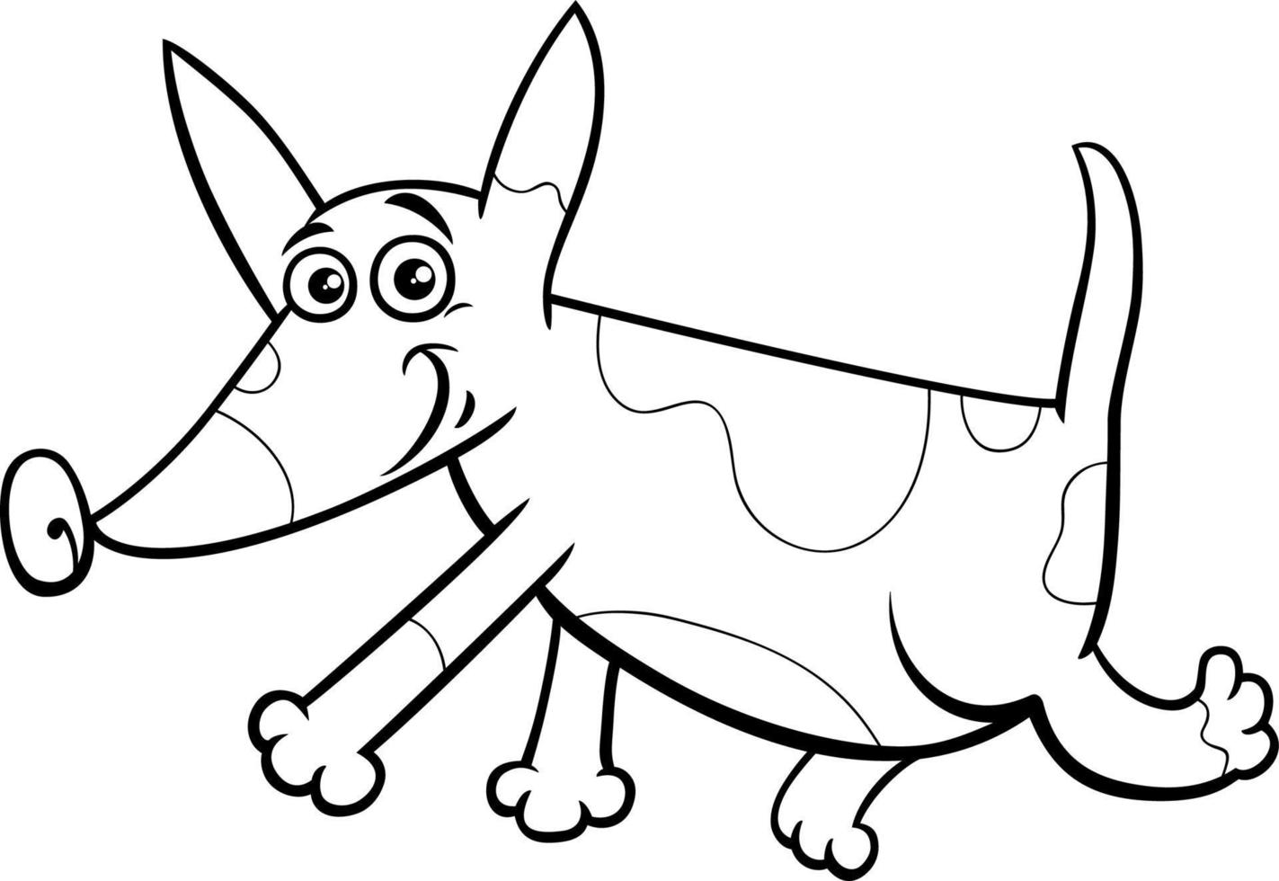 tekenfilm gevlekte rennen puppy karakter kleur bladzijde vector