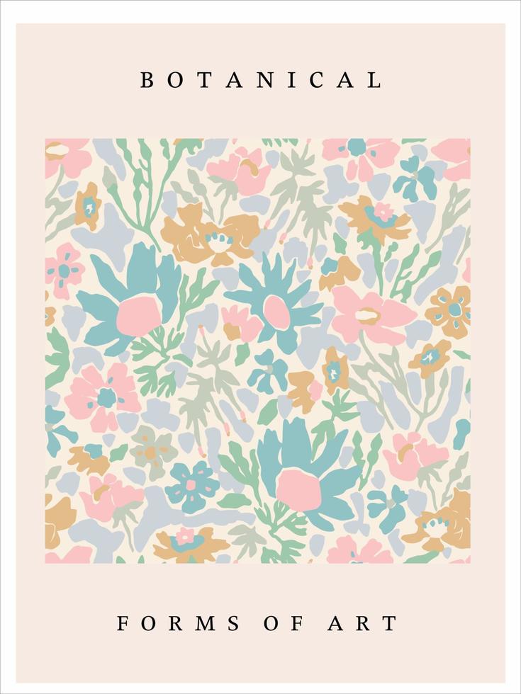 pastel kleur bloemen ditsy illustratie kunst poster digitaal artwork vector