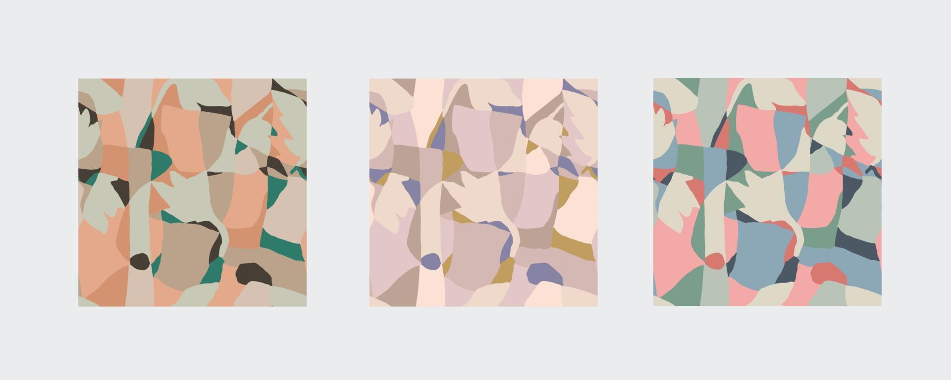 vector blad en meetkundig lagen illustratie naadloos herhaling patroon 3 kleur manieren reeks