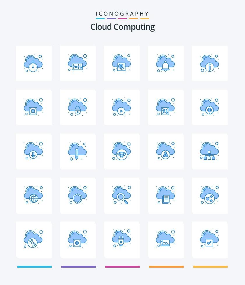 creatief wolk berekenen 25 blauw icoon pak zo net zo informatie. . bedrijf. alarm . klok vector