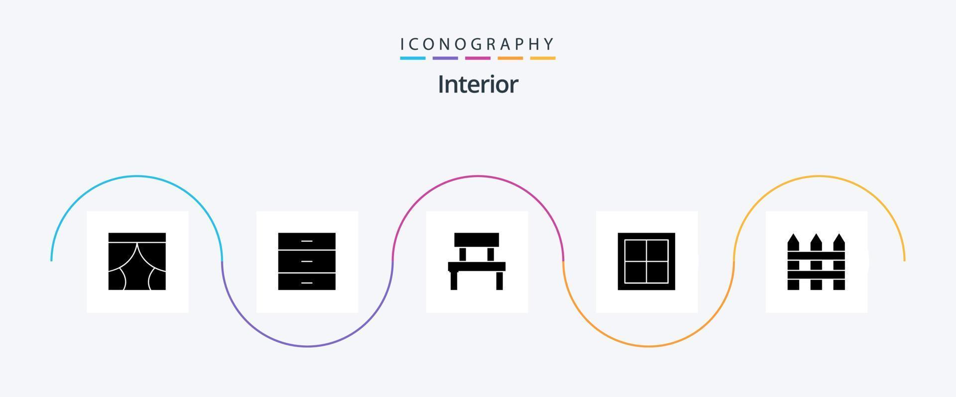 interieur glyph 5 icoon pak inclusief interieur. huis. interieur. appartement. interieur vector