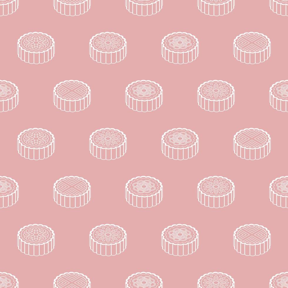 naadloos patroon met maan koekjes Aan roze achtergrond. Aziatisch voedsel ontwerp voor kleding stof, huis textiel, omhulsel papier vector
