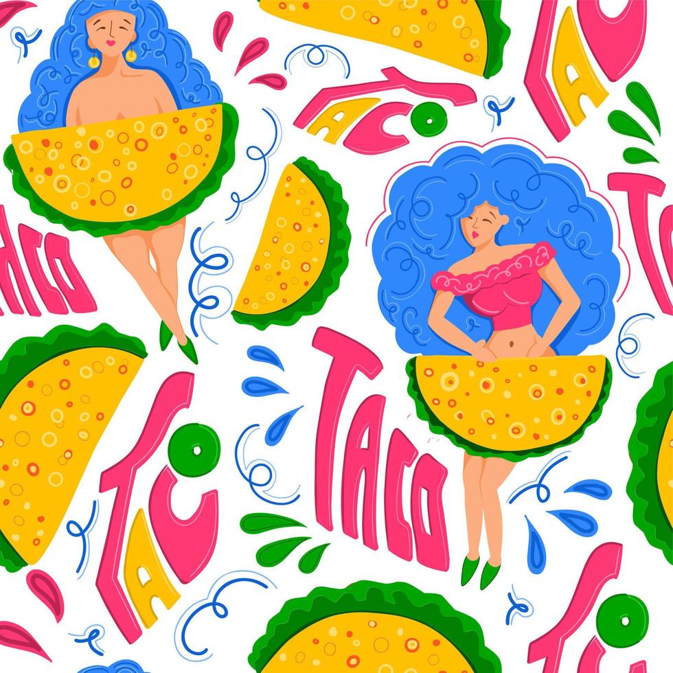 taco. Mexicaans keuken. taco naadloos patroon. modern afdrukken voor het drukken Aan t-shirts en ansichtkaarten vector