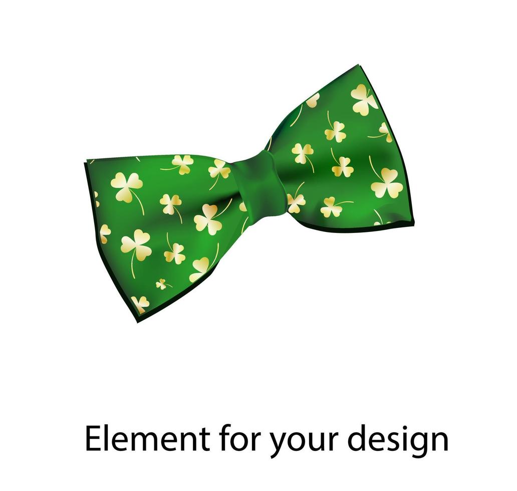 realistisch element voor ontwerp. groen boog binden. afdrukken voor st. Patrick dag. Klaver of klaverblad. illustratie geïsoleerd Aan een wit achtergrond.. vector